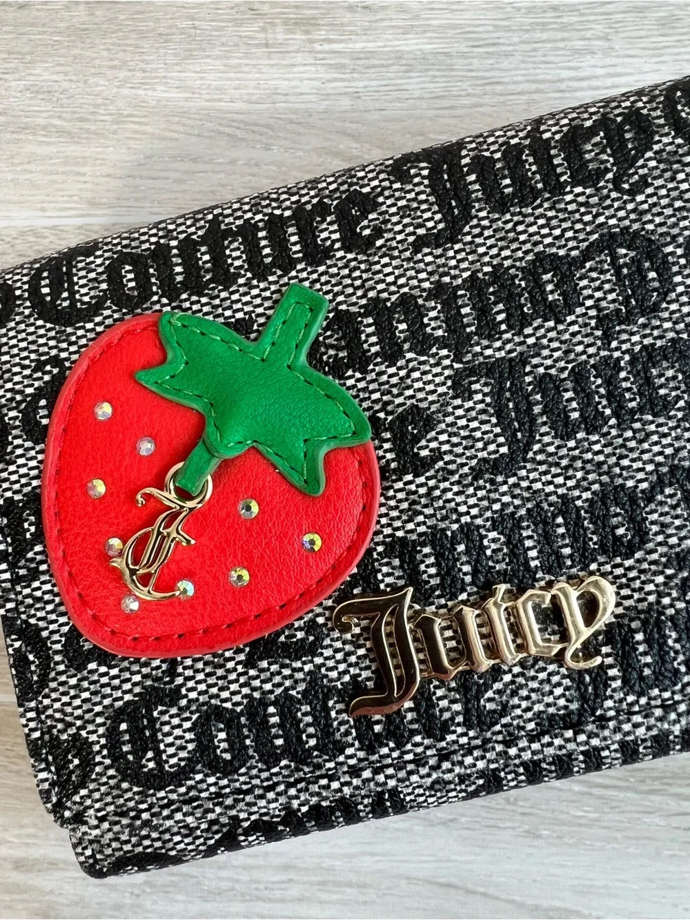 Juicy Couture Strawberry Logo Repeat Trifold Wallet
